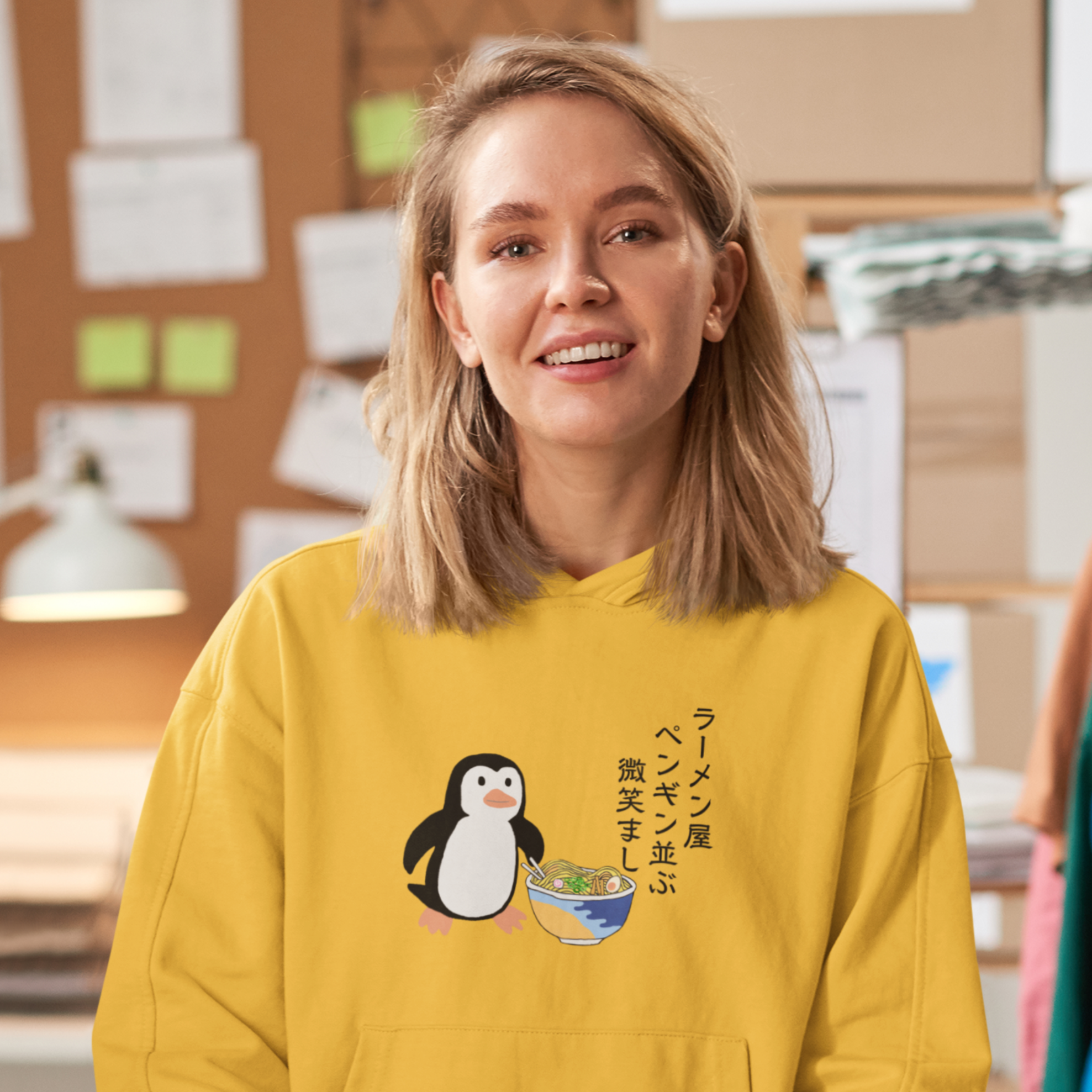 Ramen Hoodie with Penguin Japanese Haiku: Funny and Cute Ramen Sweatshirt for Foodie Lovers and Asian Food Fans with Adorable Ramen Art