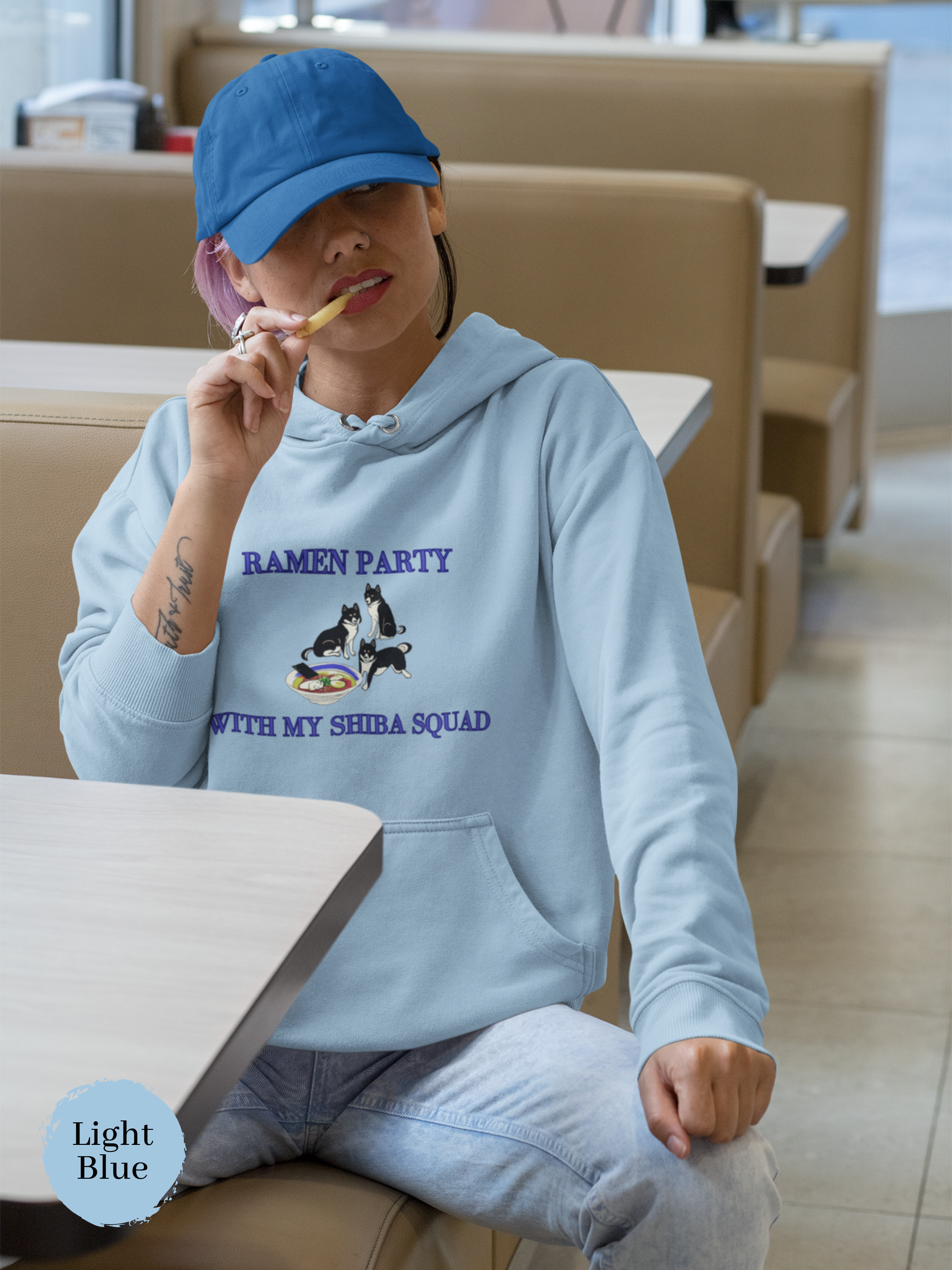 Ramen Hoodie: "Ramen Party with My Shiba Squad" Asian Food Hoodie with Shiba Inu and Ramen Art, Perfect for Foodie and Pun Lovers