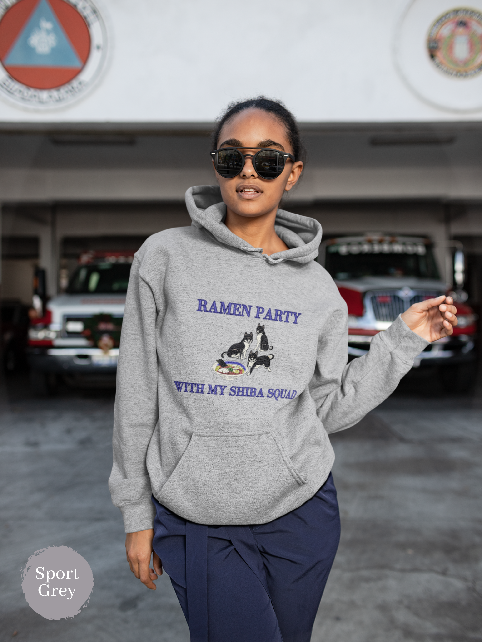 Ramen Hoodie: "Ramen Party with My Shiba Squad" Asian Food Hoodie with Shiba Inu and Ramen Art, Perfect for Foodie and Pun Lovers