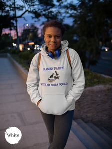 Ramen Hoodie: "Ramen Party with My Shiba Squad" Asian Food Hoodie with Shiba Inu and Ramen Art, Perfect for Foodie and Pun Lovers