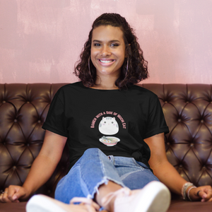 Mochi Cat T-shirt: Ramen with a Side of Sweetness - Japanese Mochi Cat Illustration with Mochi Donut and Squishy Accents