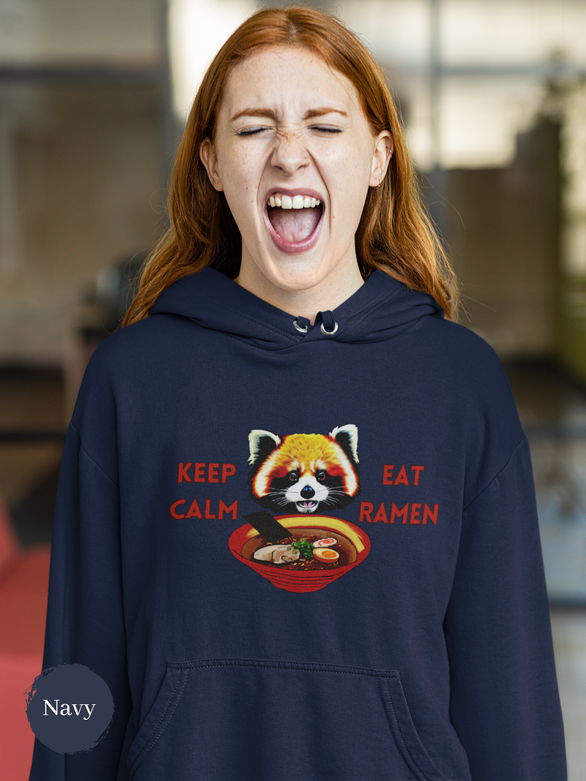 Ramen Hoodie: Keep Calm and Eat Ramen with Red Panda - Asian Foodie Sweatshirt for Ramen Lovers and Foodies