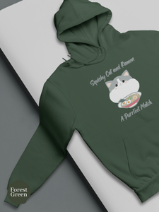 Ramen Hoodie: Squishy Cat and Ramen - A Purrfect Match | Japanese Mochi Cat Donut Illustration - Asian Food Hoodie and Ramen Art Sweatshirt