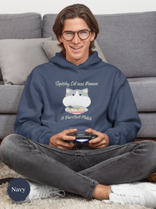 Ramen Hoodie: Squishy Cat and Ramen - A Purrfect Match | Japanese Mochi Cat Donut Illustration - Asian Food Hoodie and Ramen Art Sweatshirt