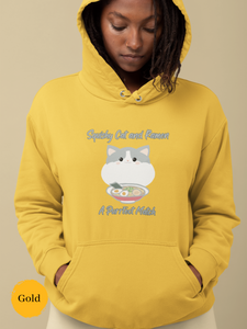 Ramen Hoodie: Squishy Cat and Ramen - A Purrfect Match | Japanese Mochi Cat Donut Illustration - Asian Food Hoodie and Ramen Art Sweatshirt