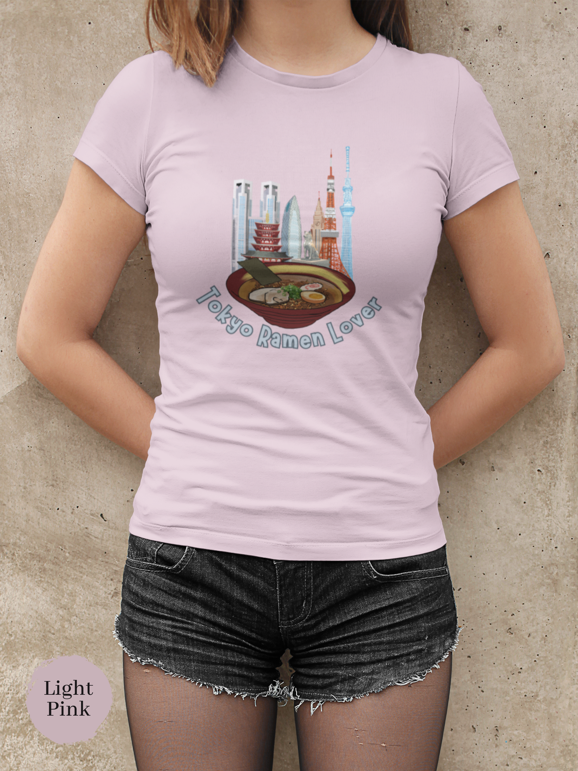 Ramen T-shirt: Tokyo Ramen Lover Japanese Foodie Shirt with Ramen Art and Tokyo Skyline Illustration