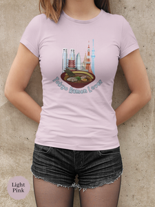 Ramen T-shirt: Tokyo Ramen Lover Japanese Foodie Shirt with Ramen Art and Tokyo Skyline Illustration