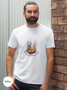 Ramen T-shirt: Tokyo Ramen Lover Japanese Foodie Shirt with Ramen Art and Tokyo Skyline Illustration