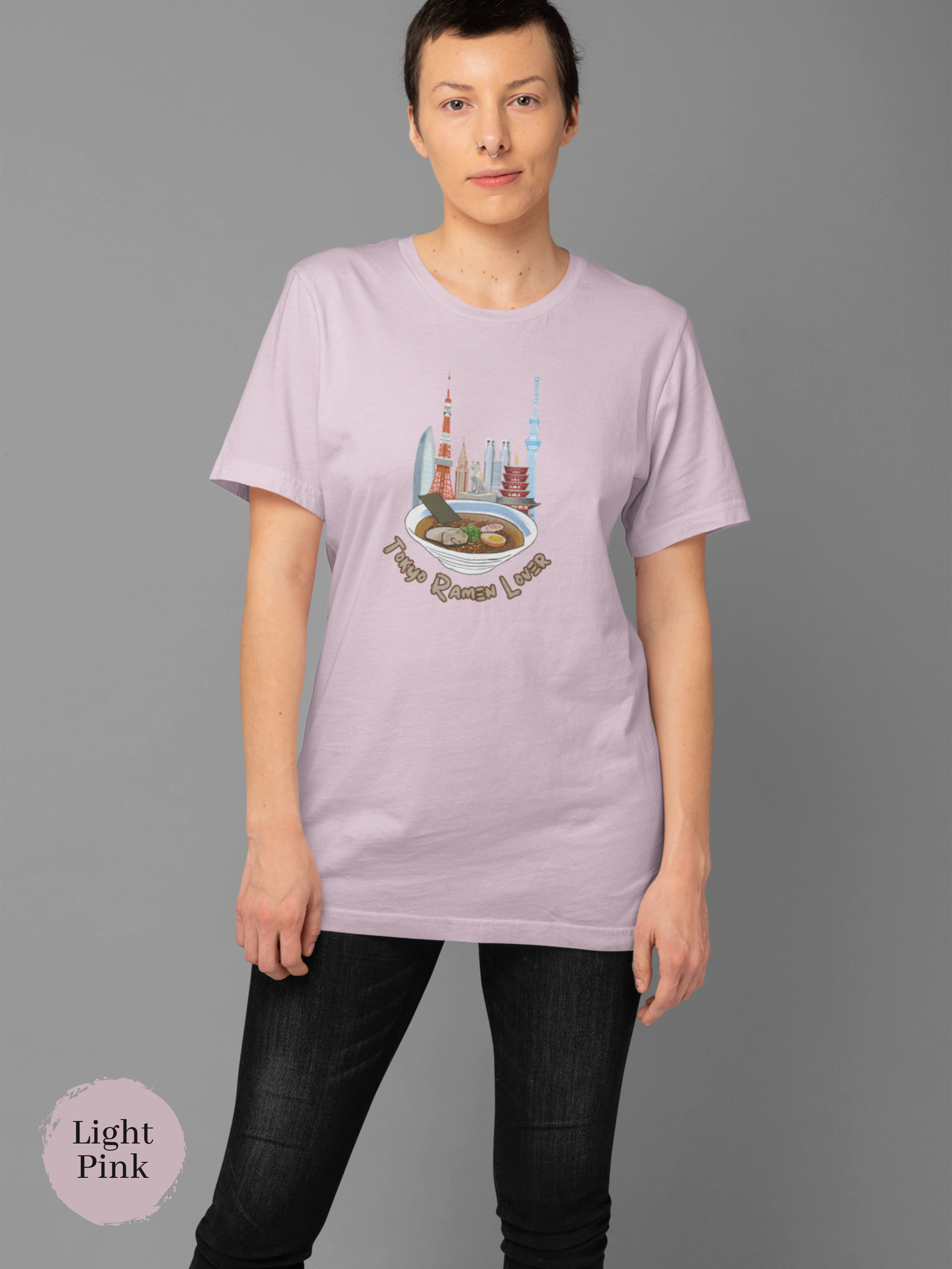 Ramen T-shirt: Tokyo Ramen Lover Japanese Foodie Shirt with Ramen Art and Tokyo Skyline Illustration