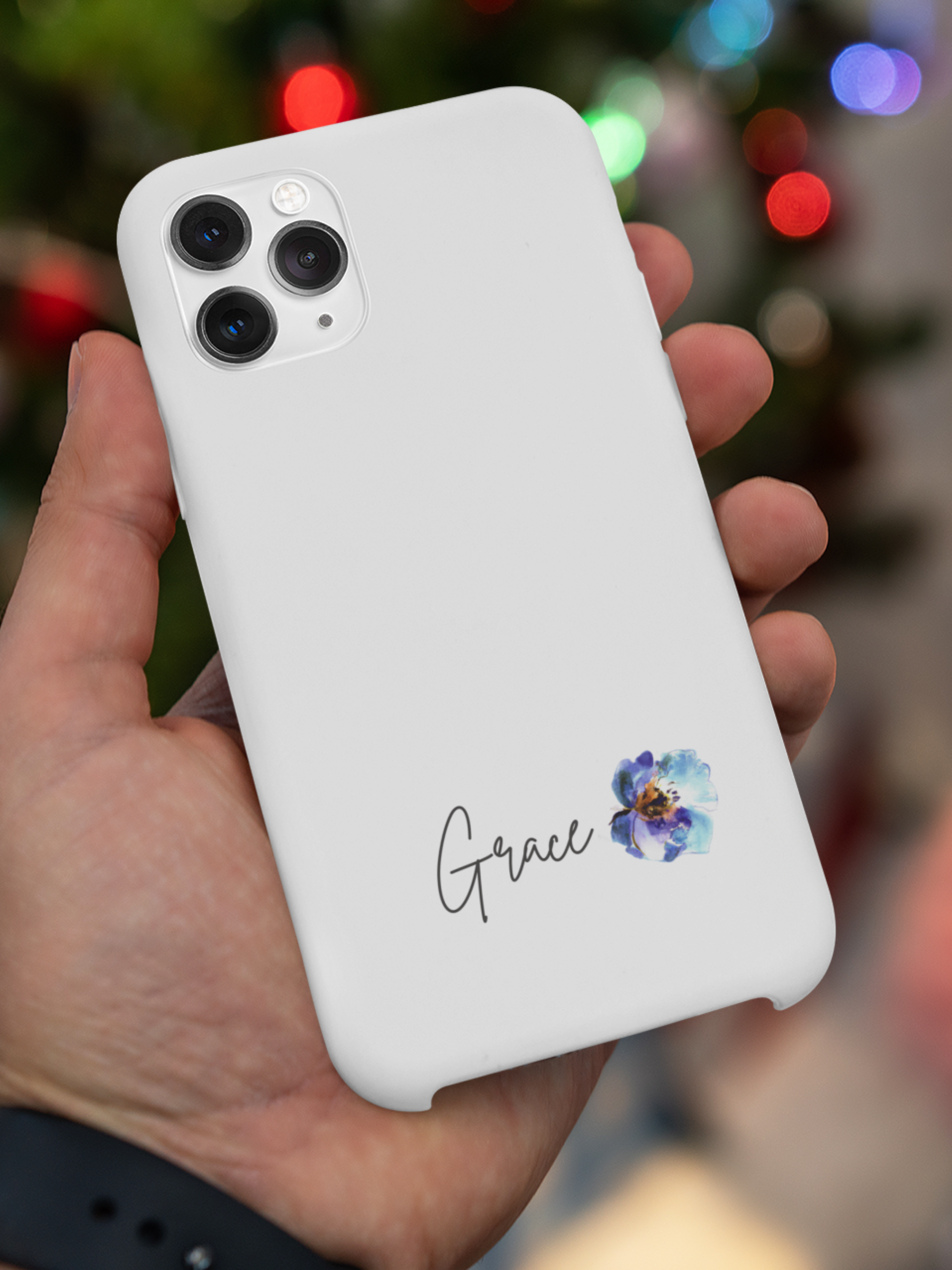 Phone Case: Hand-Drawn Watercolour Flower with Personalization and Name Customization - Floral iPhone Cases