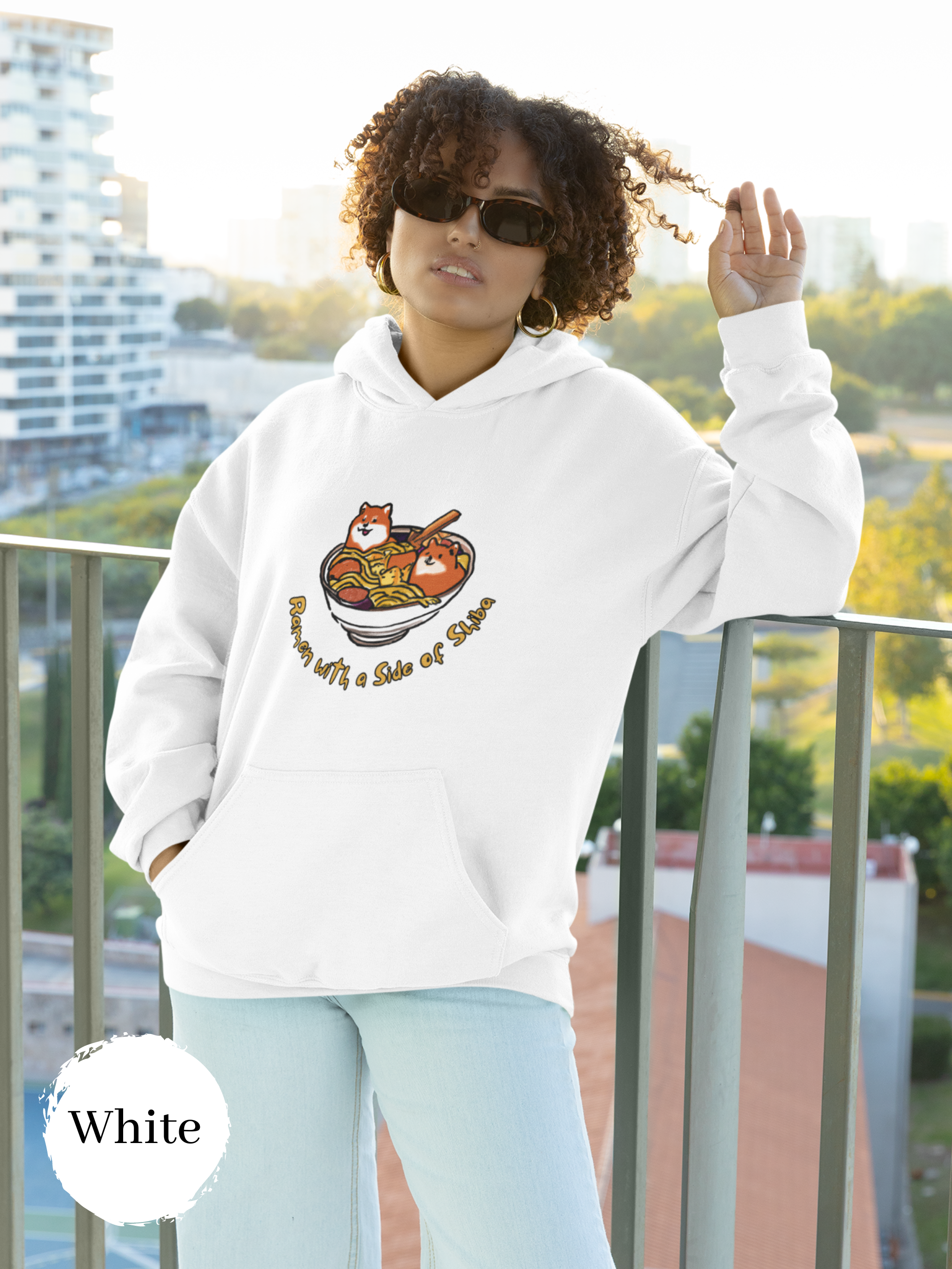 Shiba Inu Ramen Nights: Ramen Hoodie with Two Cute Pups