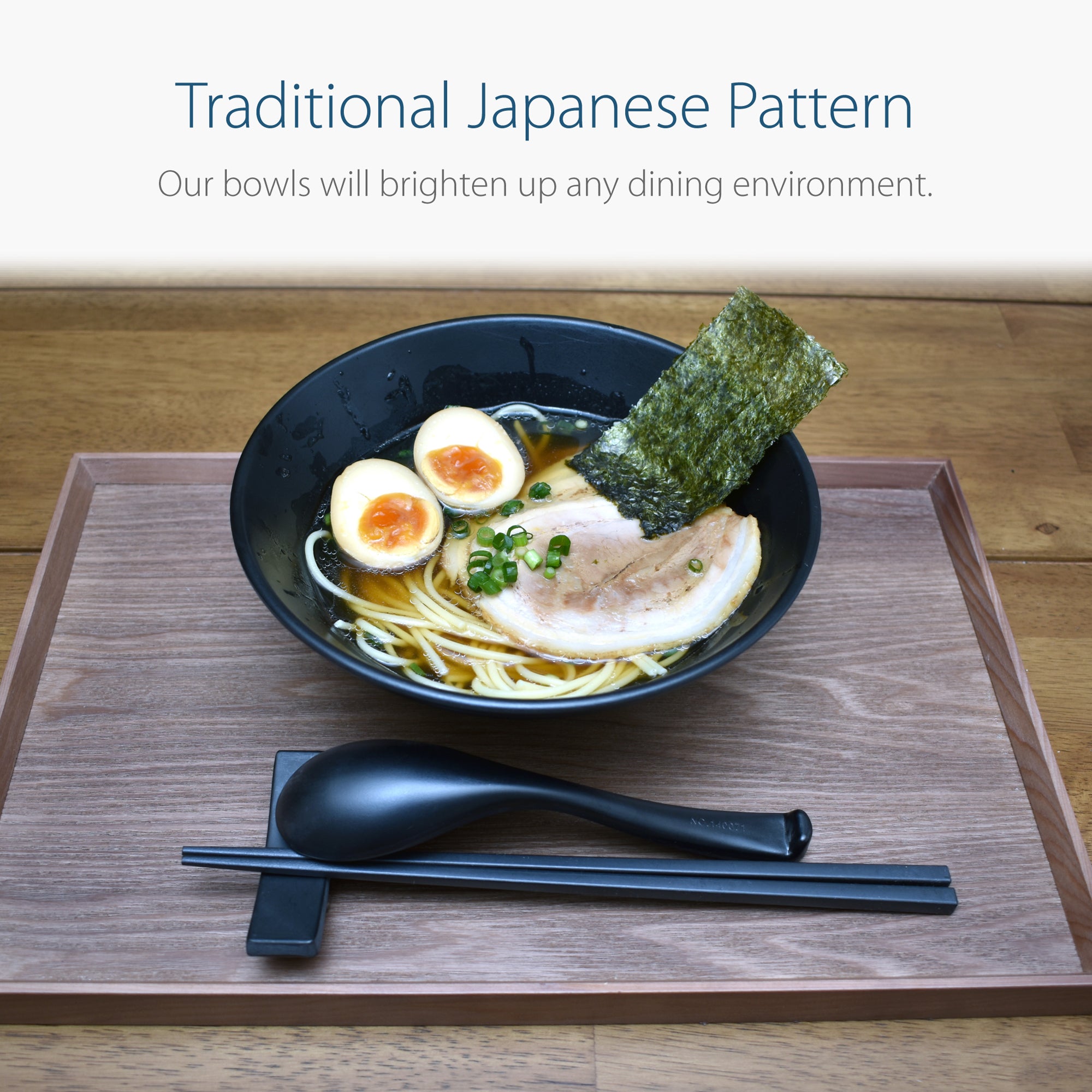 Black Melamine 7.5" Japanese Ramen Bowls