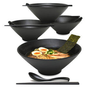 Black Melamine 9" Japanese Ramen Bowls