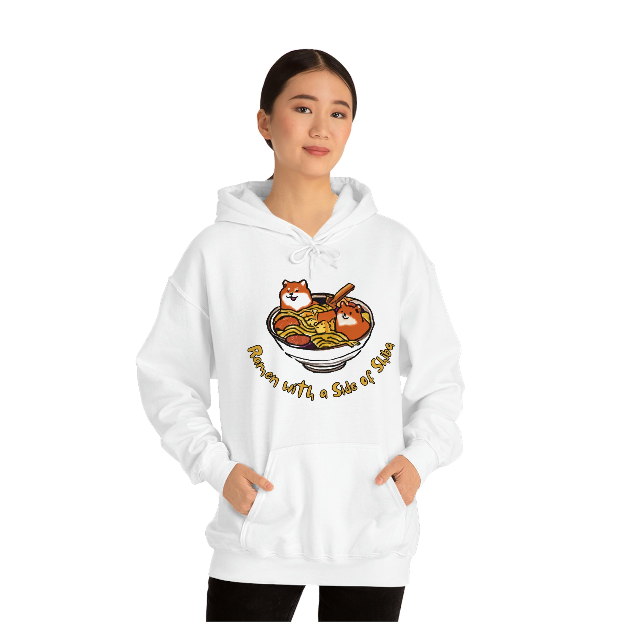 Shiba Inu Ramen Nights: Ramen Hoodie with Two Cute Pups