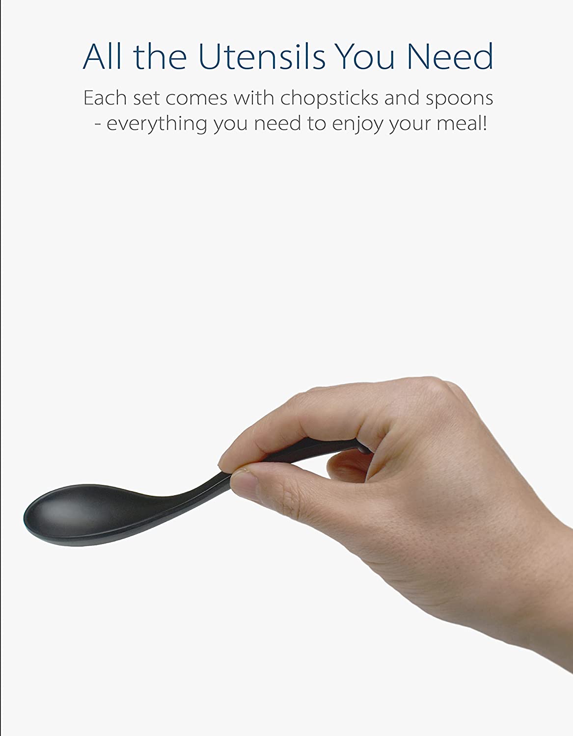Set of 6 Chopsticks and Large Ladle Spoon Utensil Set (Melamine)
