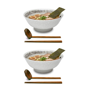 Brush Stroke Ceramic 8.2" Japanese Ramen Bowls