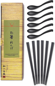 Set of 6 Chopsticks and Large Ladle Spoon Utensil Set (Melamine)