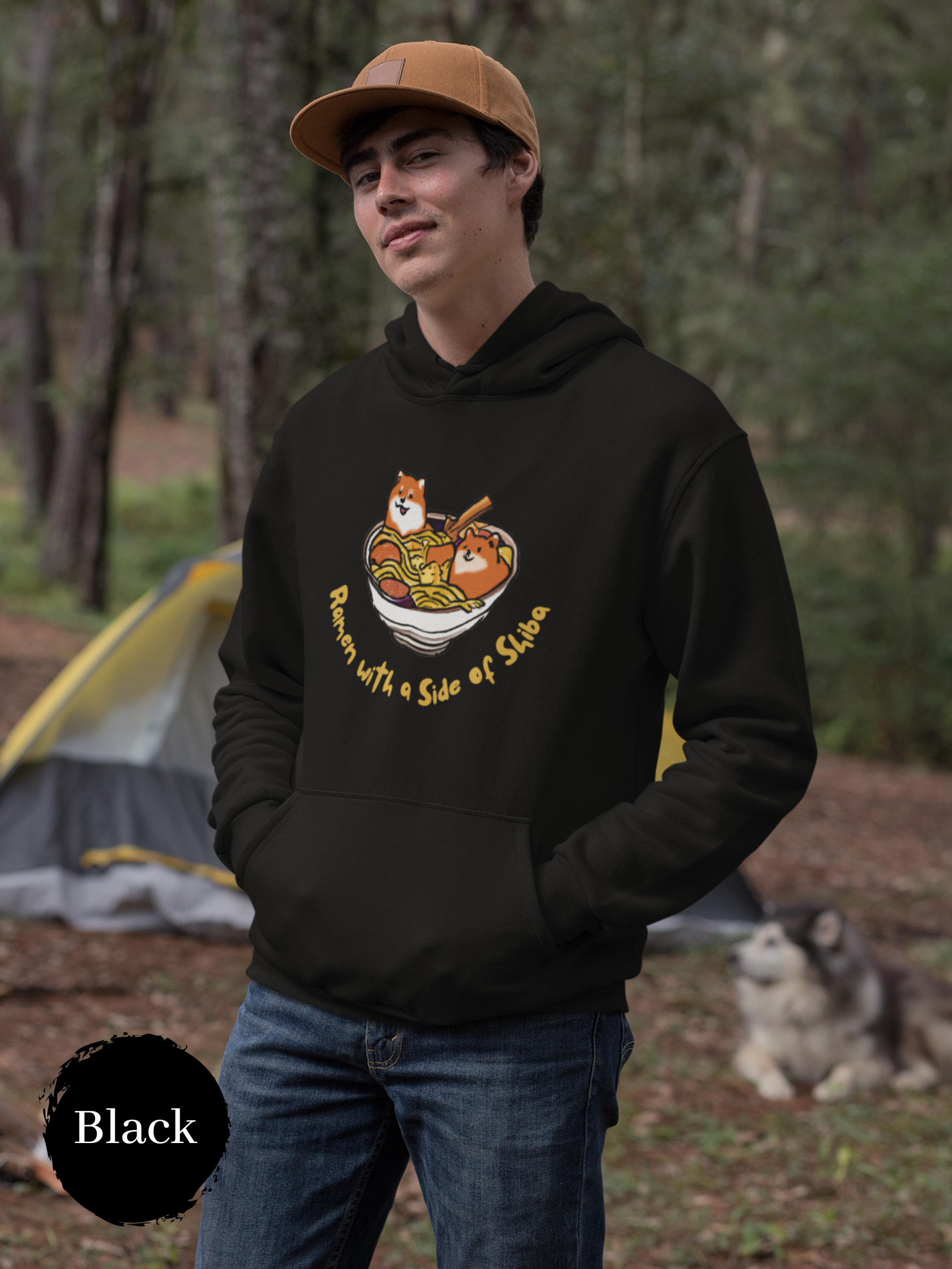 Shiba Inu Ramen Nights: Ramen Hoodie with Two Cute Pups