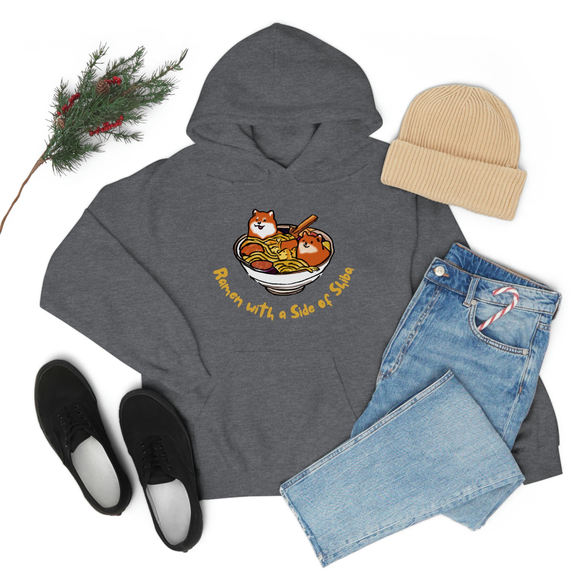 Shiba Inu Ramen Nights: Ramen Hoodie with Two Cute Pups