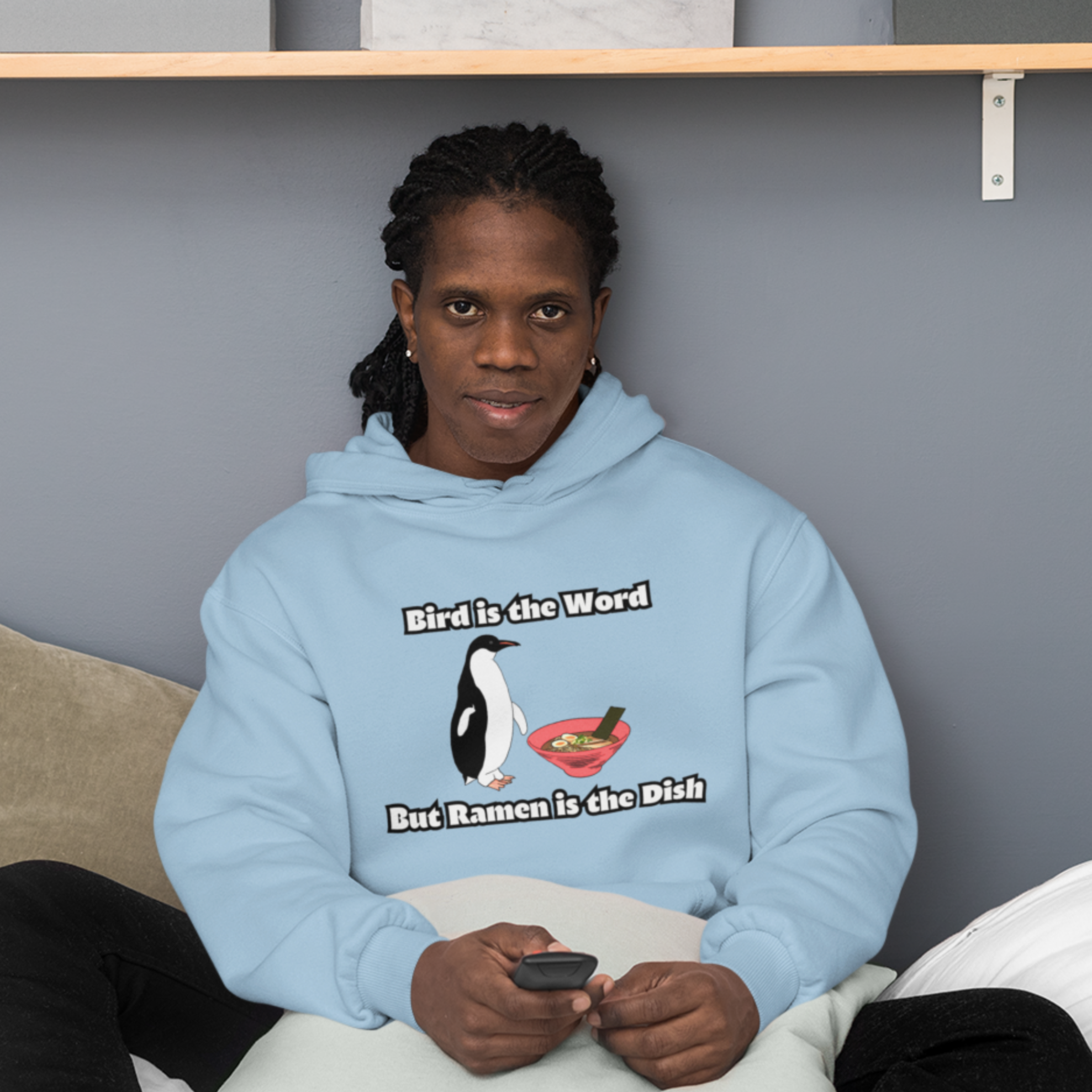 Ramen Hoodie: Bird is the Word, but Ramen is the Dish - A Playful and Whimsical Asian Food and Ramen Art Hoodie with a Penguin Twist