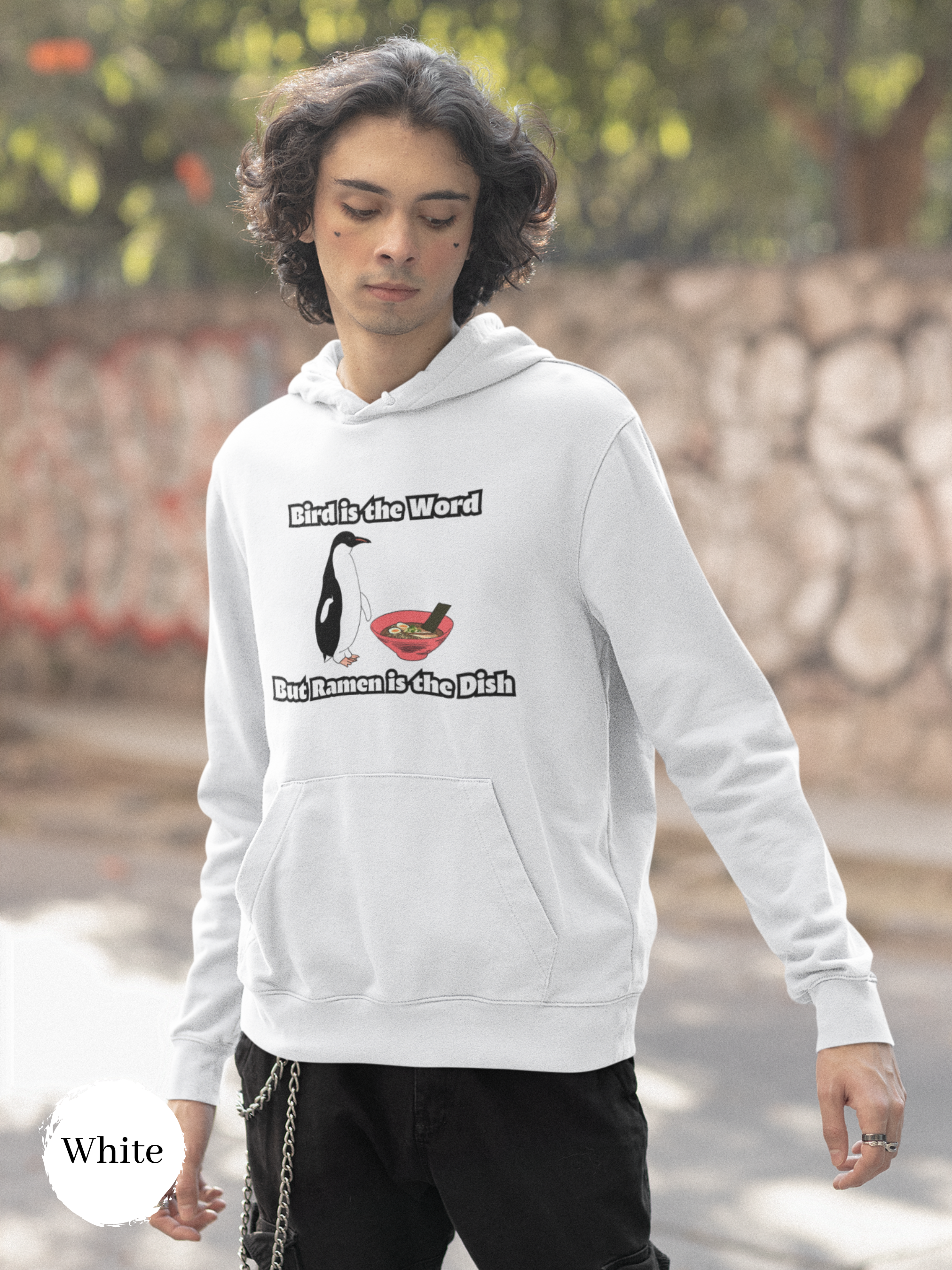Ramen Hoodie: Bird is the Word, but Ramen is the Dish - A Playful and Whimsical Asian Food and Ramen Art Hoodie with a Penguin Twist