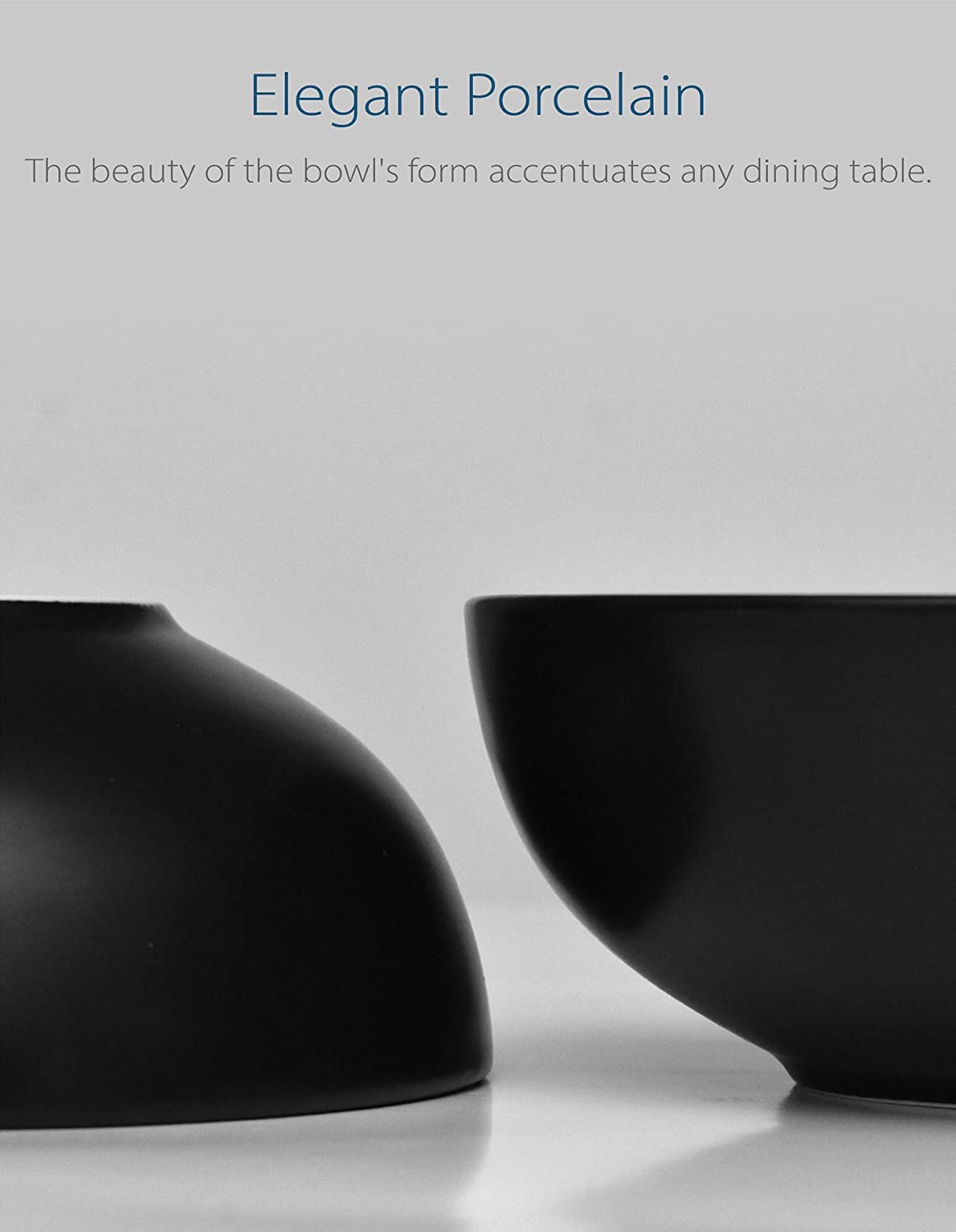 Porcelain 6" Japanese Bowl Set (Black, 4)