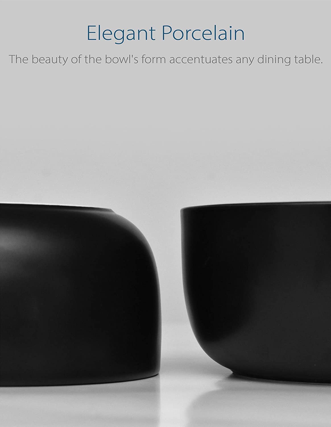 Porcelain 6" Deep Japanese Bowl Set (Black, 2)