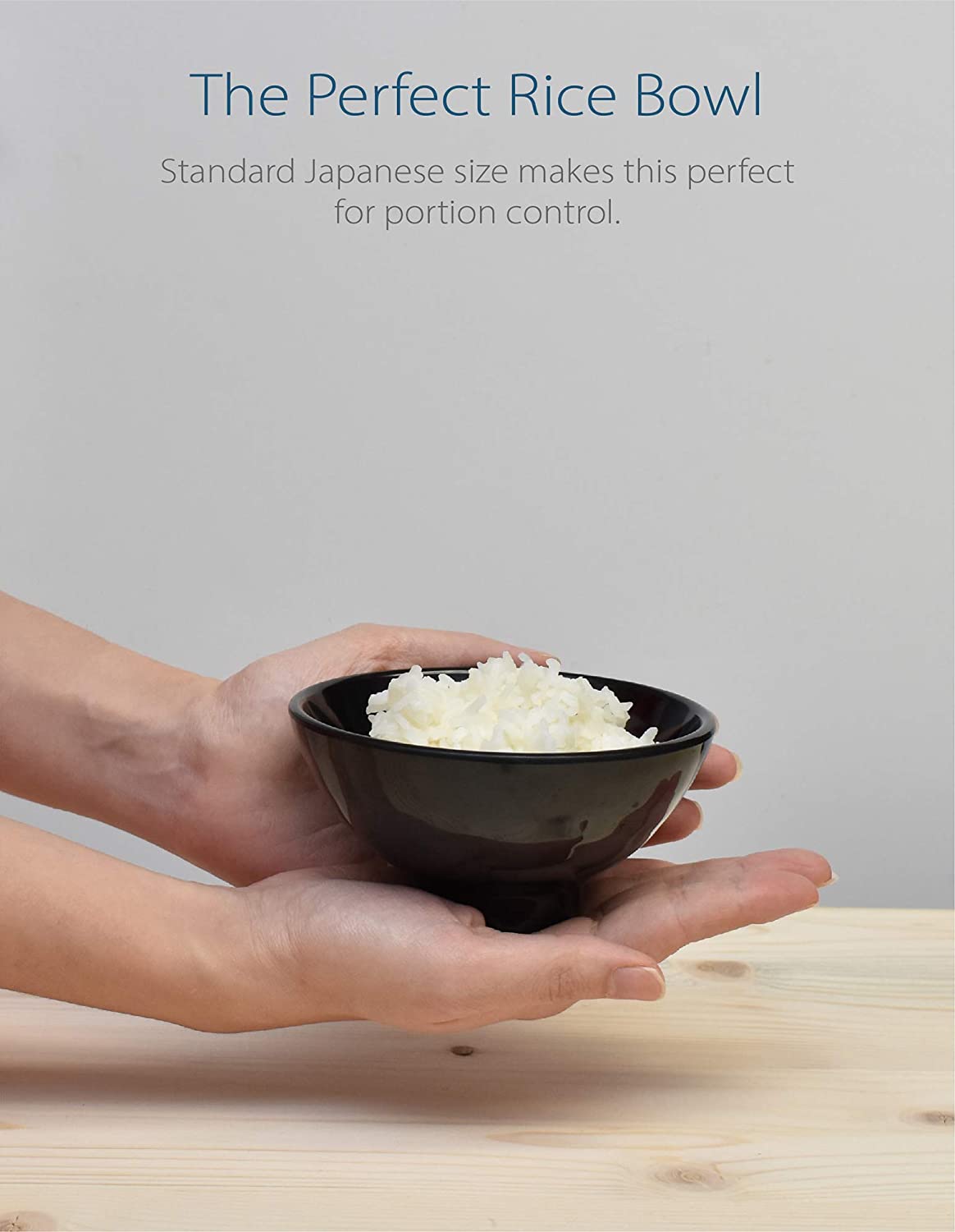 Melamine 4.7" Japanese Rice Bowls (Black, 2)