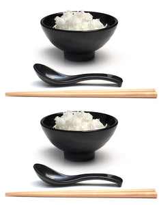 Melamine 4.7" Japanese Rice Bowls (Black, 2)