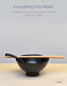 Melamine 4.7" Japanese Rice Bowls (Black, 4)