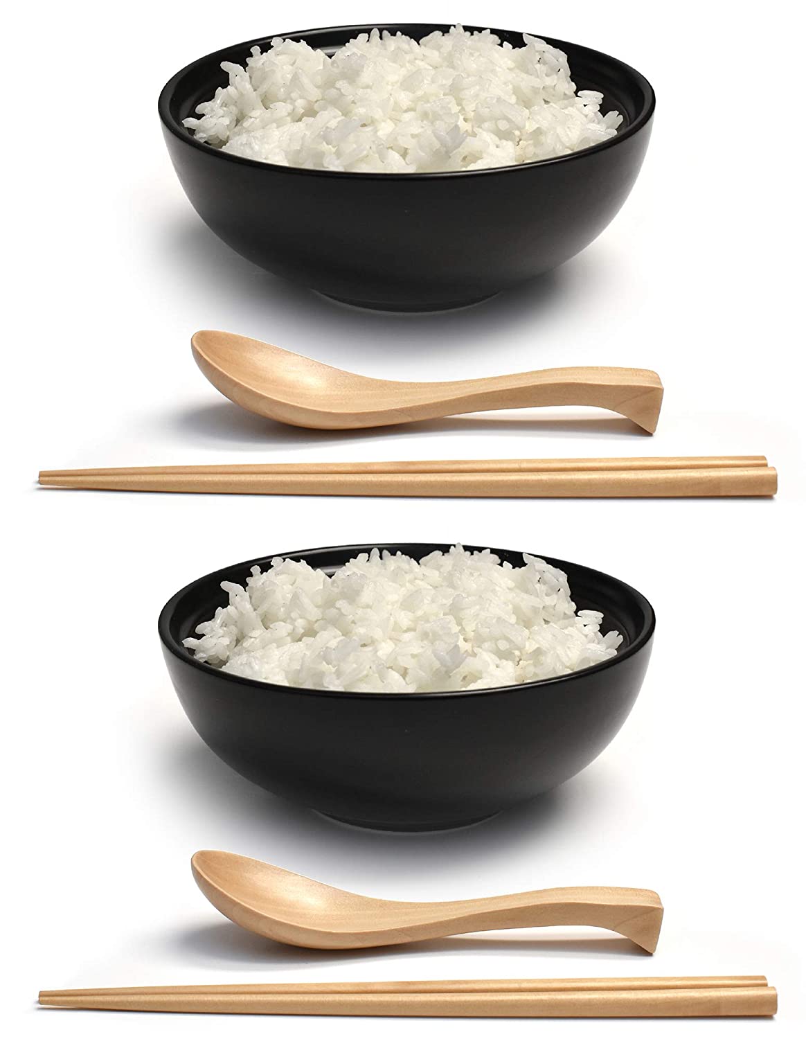 Porcelain 6" Japanese Bowl Set (Black, 2)
