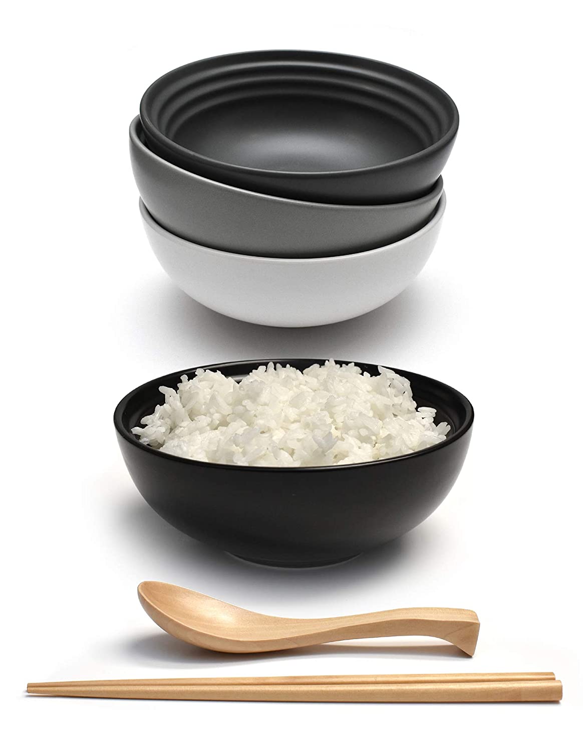 Porcelain 6" Japanese Bowl Set (Grey Hues, 4)