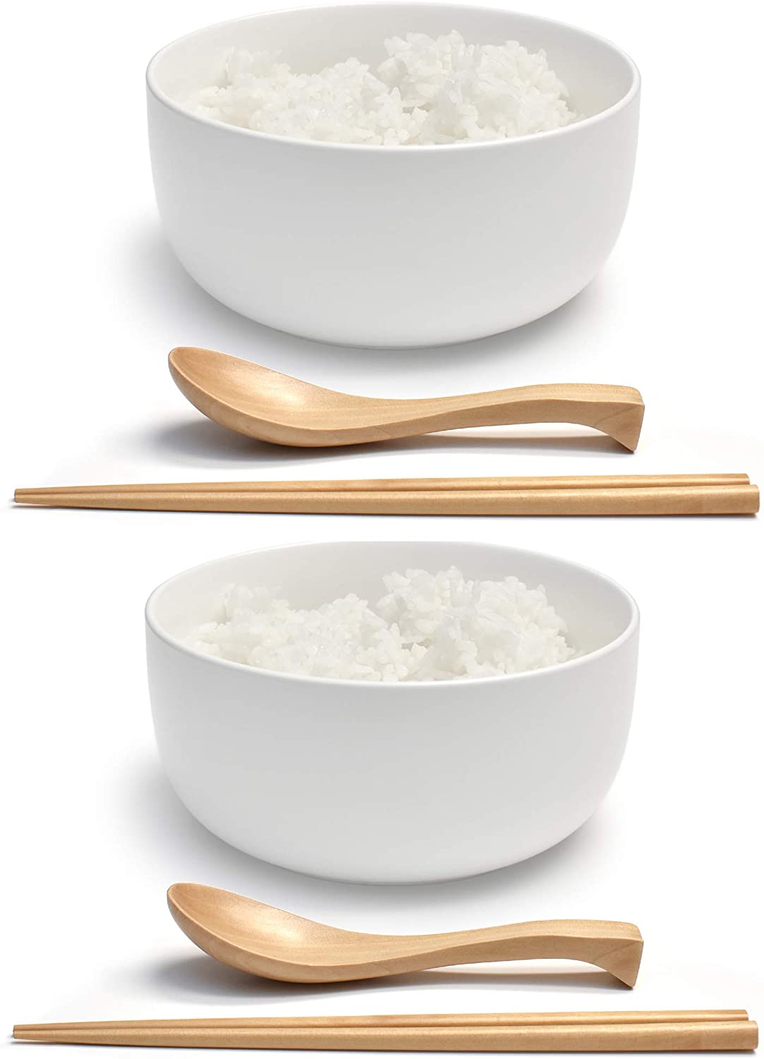 Porcelain 6" Deep Japanese Bowl Set (White, 2)
