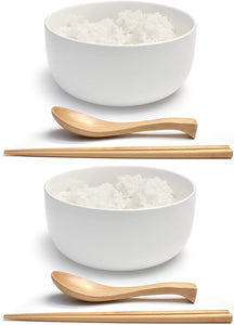 Porcelain 6" Deep Japanese Bowl Set (White, 2)