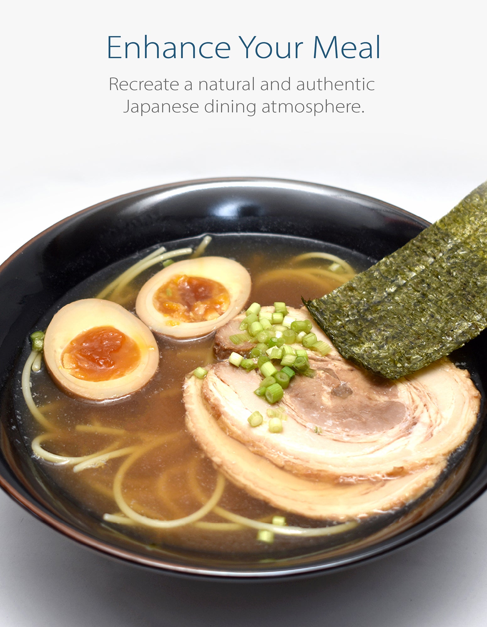 Glossy Black Ceramic 7.5" Japanese Ramen Bowls