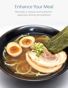 Glossy Black Ceramic 7.5" Japanese Ramen Bowls