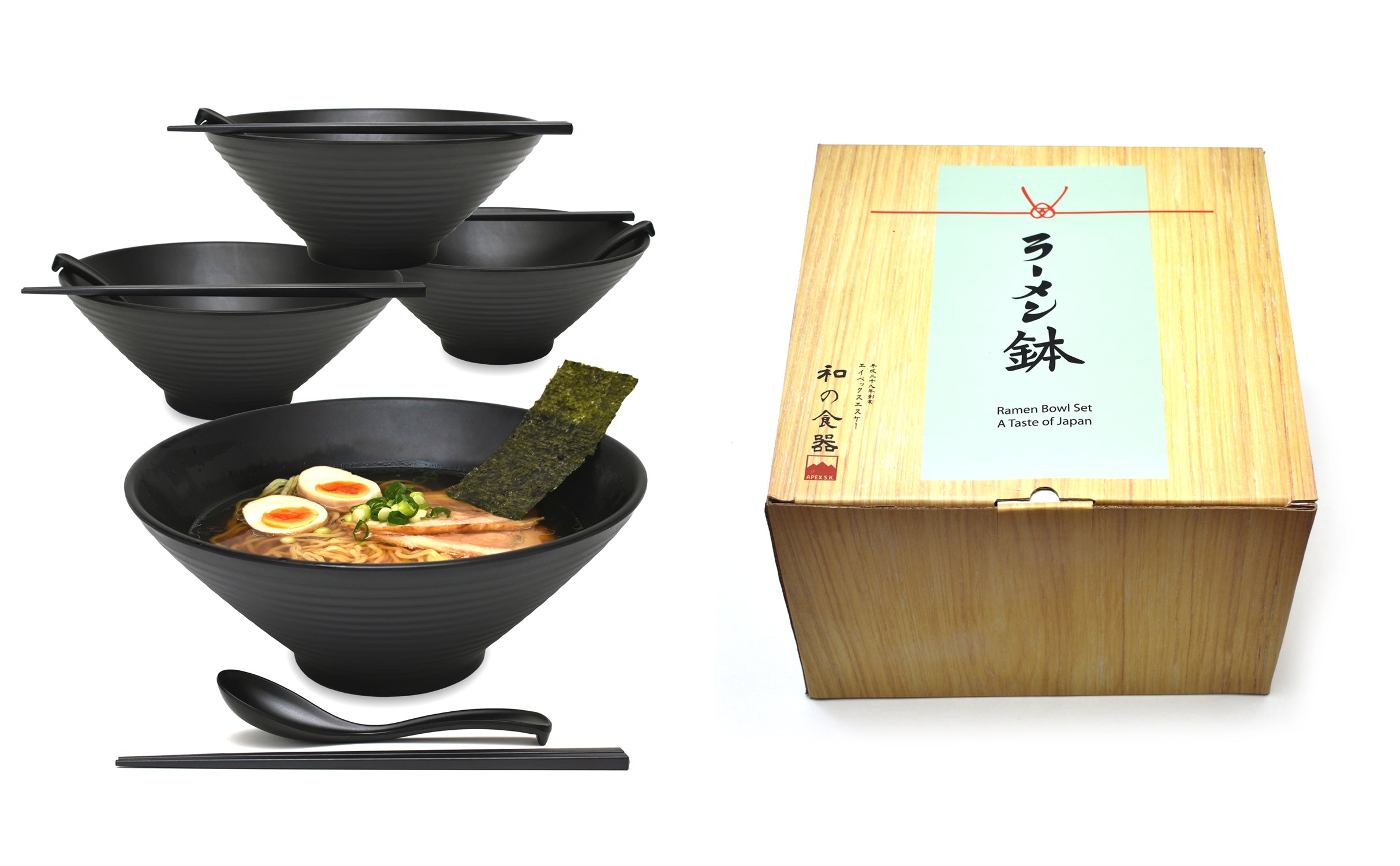 Black Melamine 9" Japanese Ramen Bowls