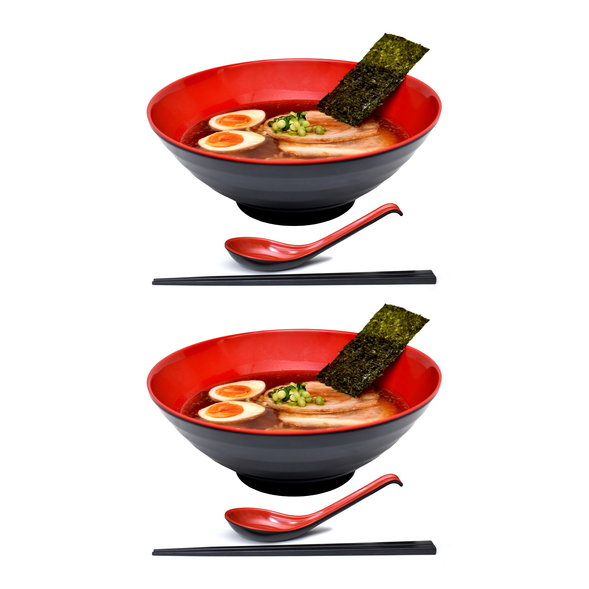 Red & Black Melamine 8.6" Ramen Noodle Bowls