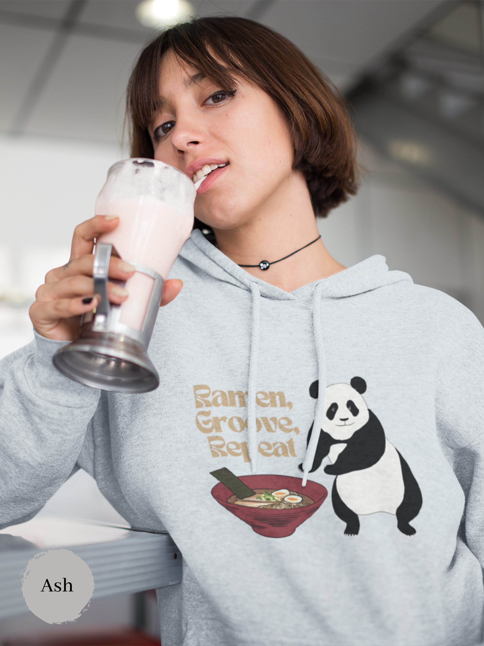 Ramen Hoodie - "Ramen, Groove, Repeat" featuring Pandas and Noodles - Perfect for Foodie Lovers and Asian Food Enthusiasts