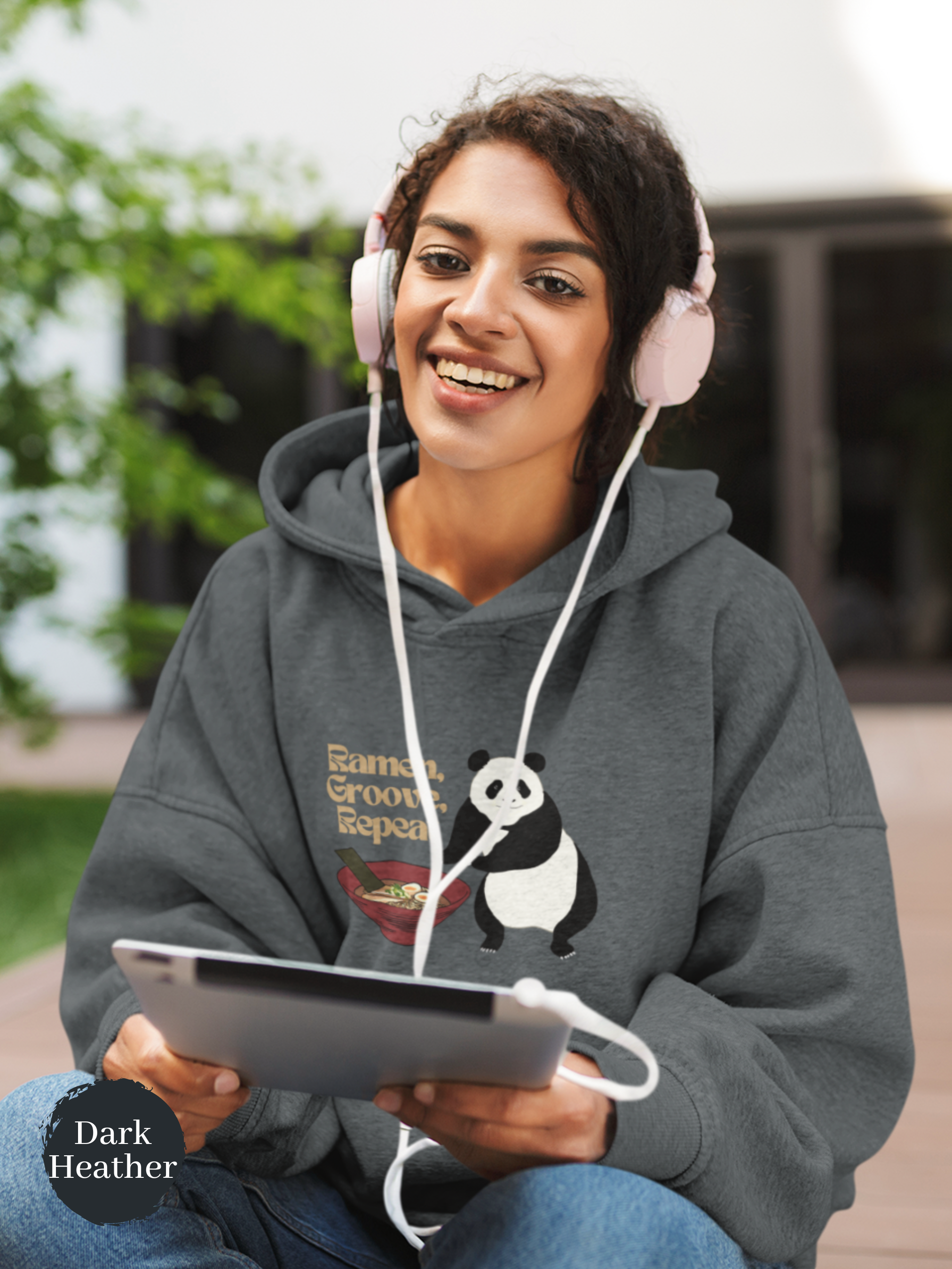 Ramen Hoodie - "Ramen, Groove, Repeat" featuring Pandas and Noodles - Perfect for Foodie Lovers and Asian Food Enthusiasts