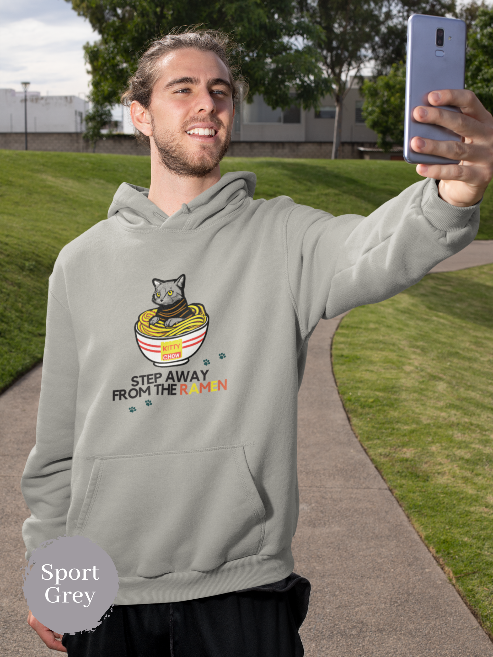 Ramen Protector Hoodie: Cats and Noodles