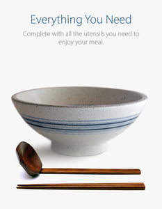 Blue Circle Ceramic 8.6" Japanese Ramen Bowls