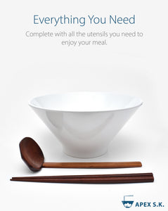 Melamine 8.9" Japanese Ramen Bowls (White Steep)