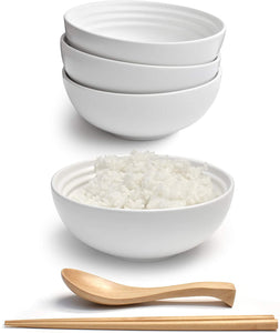 Porcelain 6" Japanese Bowl Set (White, 4)