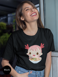 Ramen T-Shirt with Axolotl Illustration: Cute and Quirky Japanese Shirt for Foodie, Ramen Art Lover, Unique and Playful Design