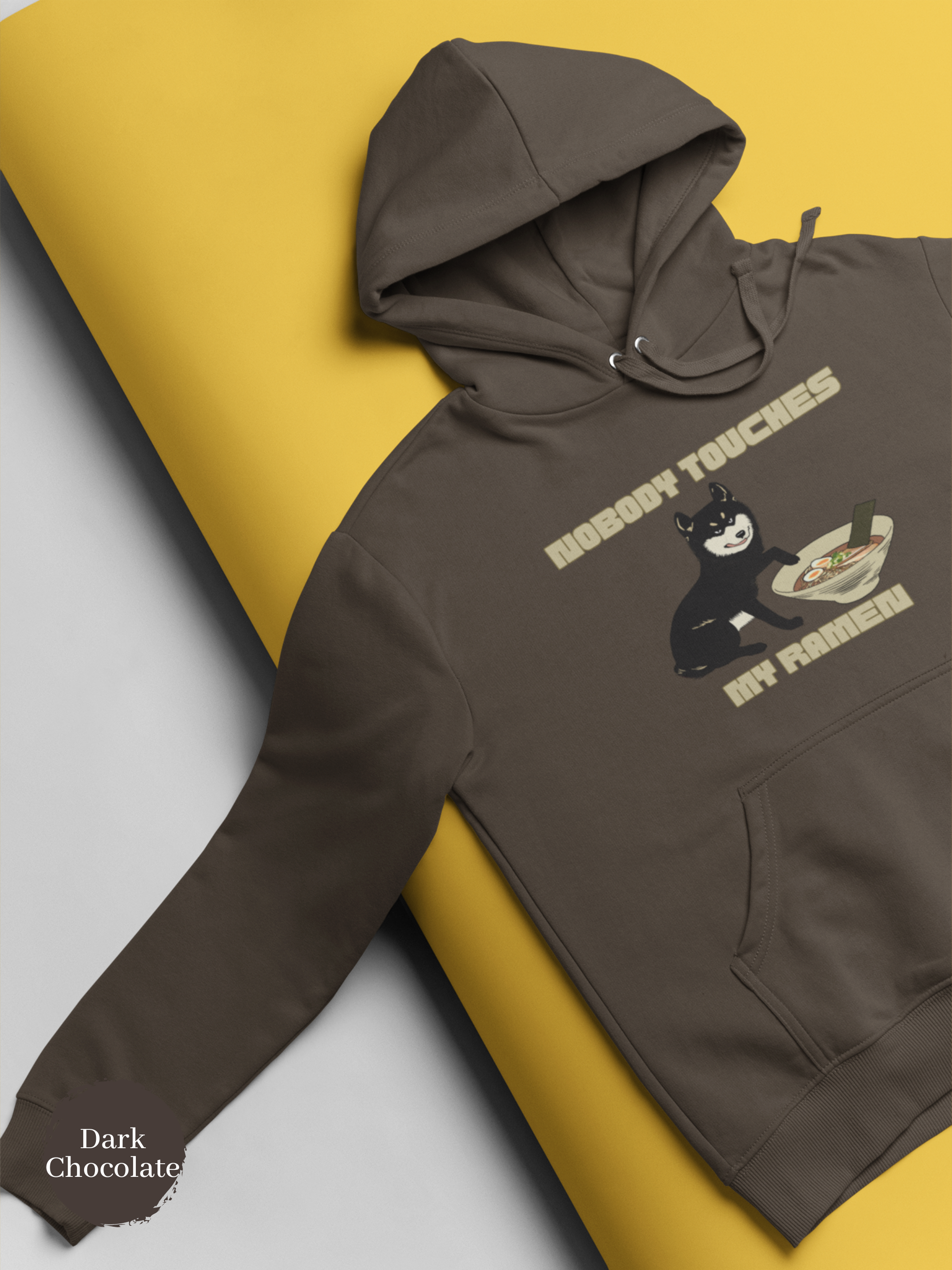 Ramen Hoodie: Nobody Touches My Ramen - Cute Black Shiba Inu Sweatshirt Perfect Asian Foodie Gift for Ramen Lovers and Pet Owners