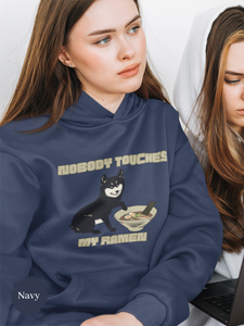 Ramen Hoodie: Nobody Touches My Ramen - Cute Black Shiba Inu Sweatshirt Perfect Asian Foodie Gift for Ramen Lovers and Pet Owners