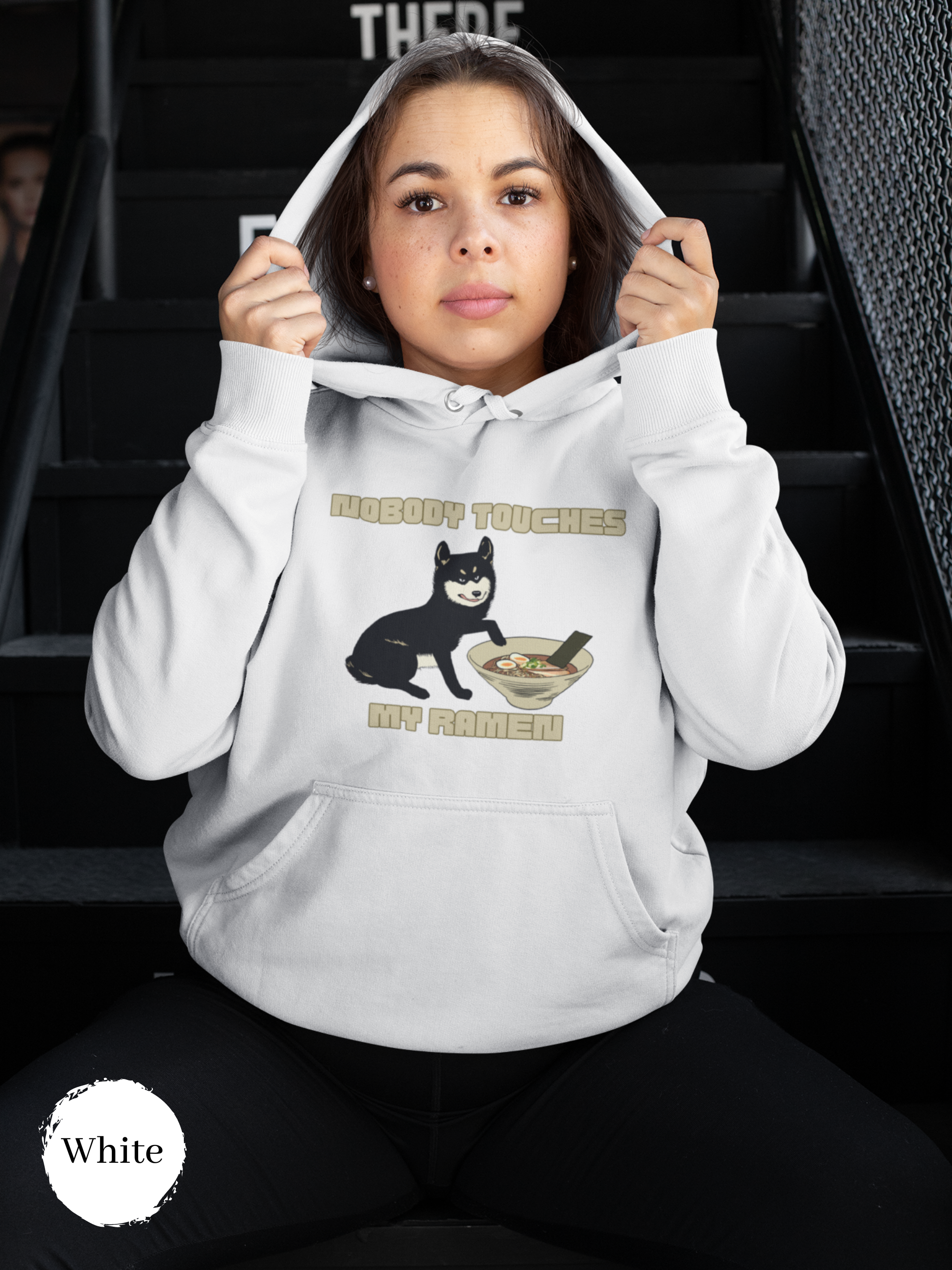Ramen Hoodie: Nobody Touches My Ramen - Cute Black Shiba Inu Sweatshirt Perfect Asian Foodie Gift for Ramen Lovers and Pet Owners
