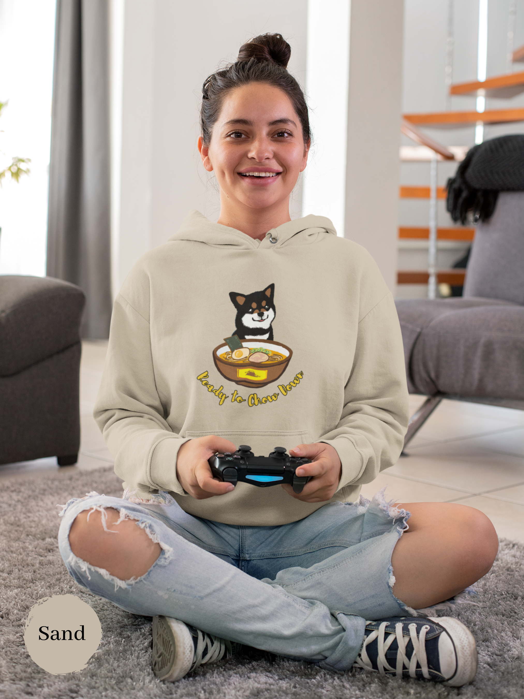 Ramen Hoodies: Ready to Chow Down with Shiba Inu - Funny Foodie Hoodies for Ramen Lovers with Asian Food Art and Pun Hoodies