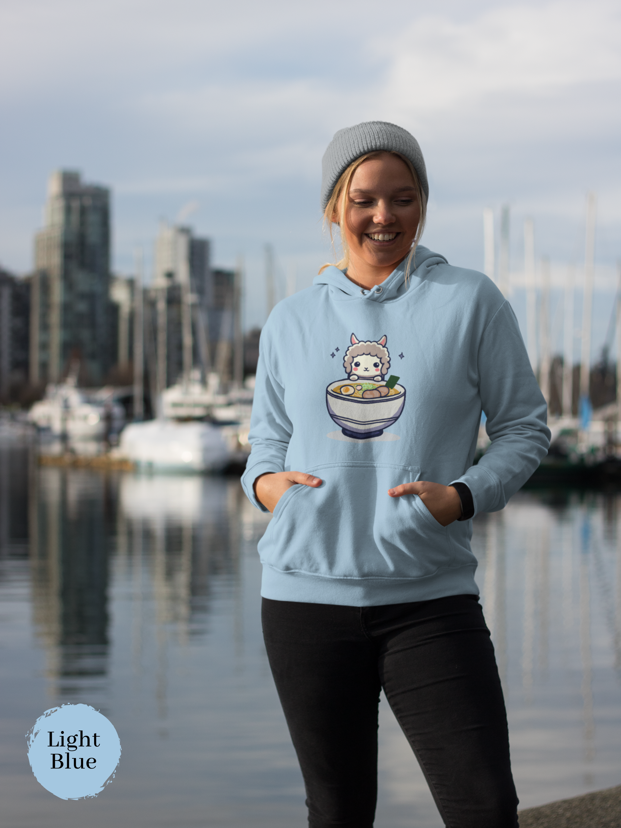 Foodie Ramen Hoodie: Llama Noodle Soup, Asian Fusion Ramen Art Hoodie